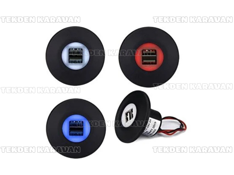 Çift Usb Işıklı Araç Şarj Soketi ankara karavan istanbul keşfet usb soket sarj